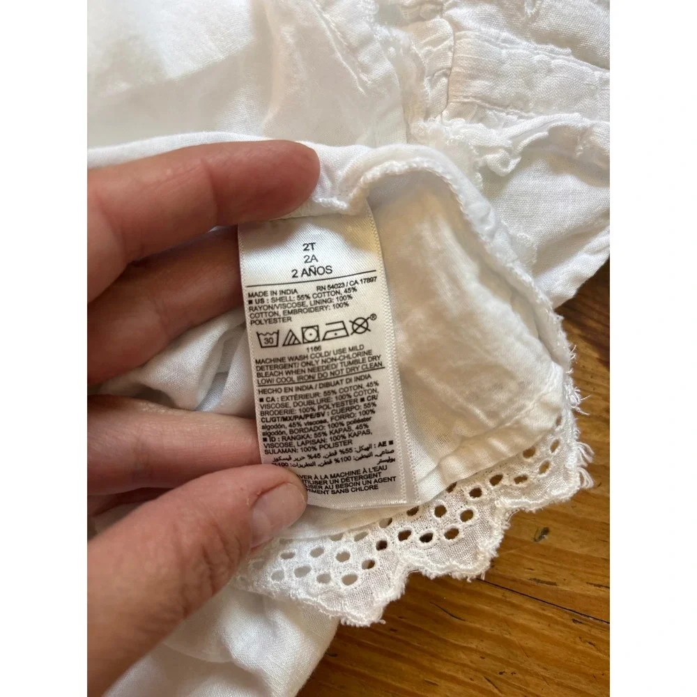Old Navy Dress Kids White Boho Embroidered‎ Eyelet Lace SIZE 2T
